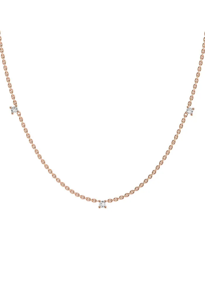 Triplet 18K Rose Gold Necklace w. Lab-Grown Diamonds