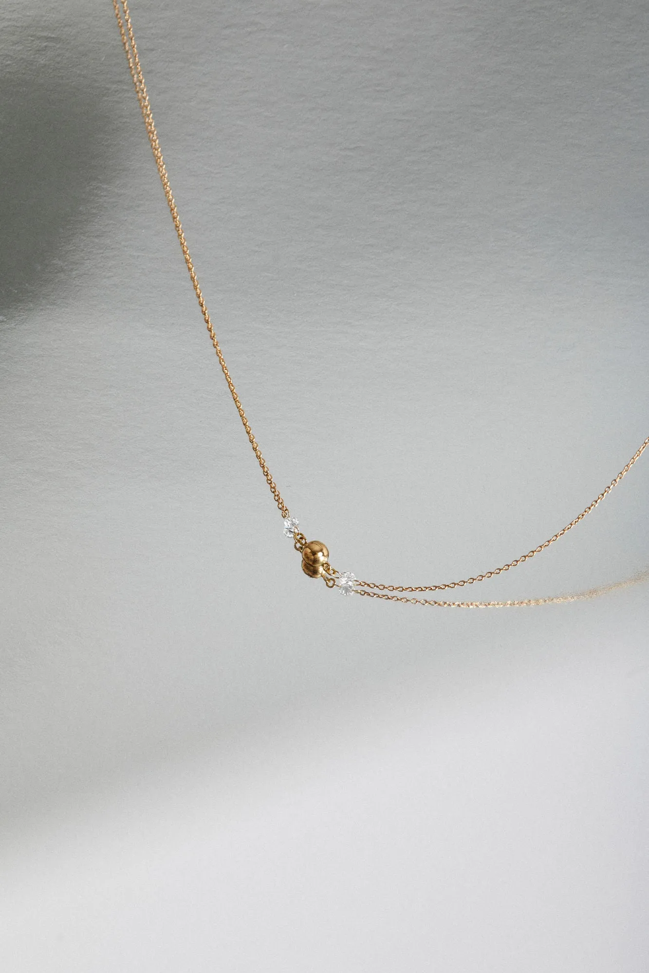 Triplet Nude 18K Gold Necklace w. Lab-Grown Diamonds