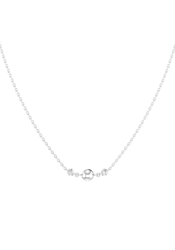 Triplet Nude 18K Whitegold Necklace w. Lab-Grown Diamonds