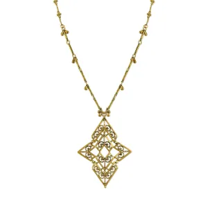 T.R.U. Antiqued Chevron Long Pendant Necklace 36" 1928 Jewelry