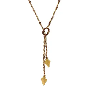 T.R.U. Double Arrowhead Wrapped Lariat Necklace 42" 1928 Jewelry