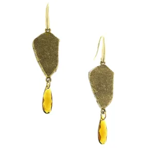 T.R.U. Hippekaya Drop Nugget With Topaz Color Briolette Earrings 1928 Jewelry