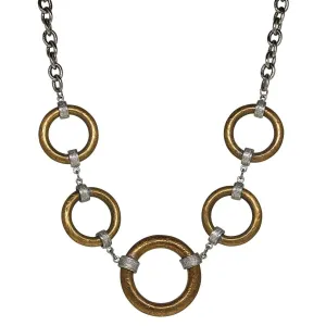 T.R.U. Round Etched Vine Hoop Linking Chain Necklace 16"   3" Extender 1928 Jewelry