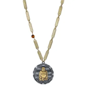 T.R.U. Sitting Budda On Vintage Chain Pendant Necklace 32" 1928 Jewelry