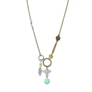 T.R.U. Talisman Of Loyalty With Leaf, Thunderbird And Gemstone Beads Pendant Necklace 30" 1928 Jewelry