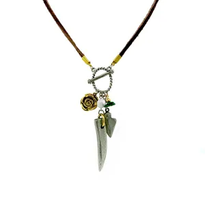 T.R.U. Tribal-Inspired Multi Charm Rawhide Necklace 30" 1928 Jewelry