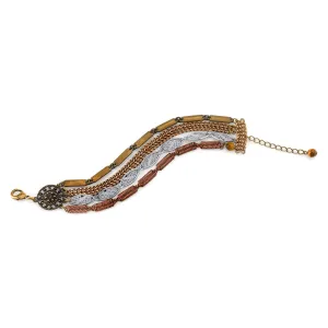 T.R.U. Vintage Chain Bracelet Accented With Gemstone Tigers Eye 1928 Jewelry