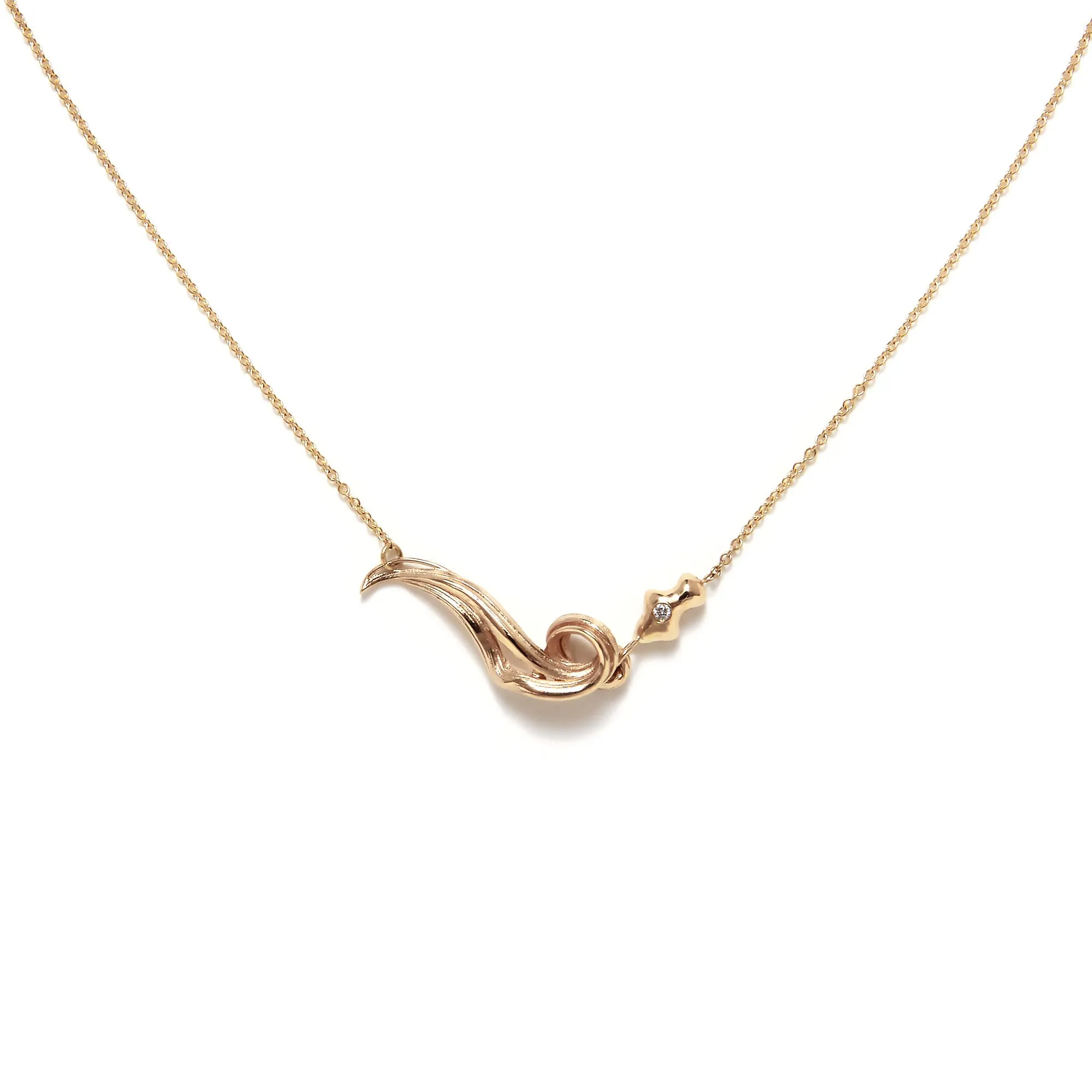 Unda 14K Gold Necklace w. Diamond