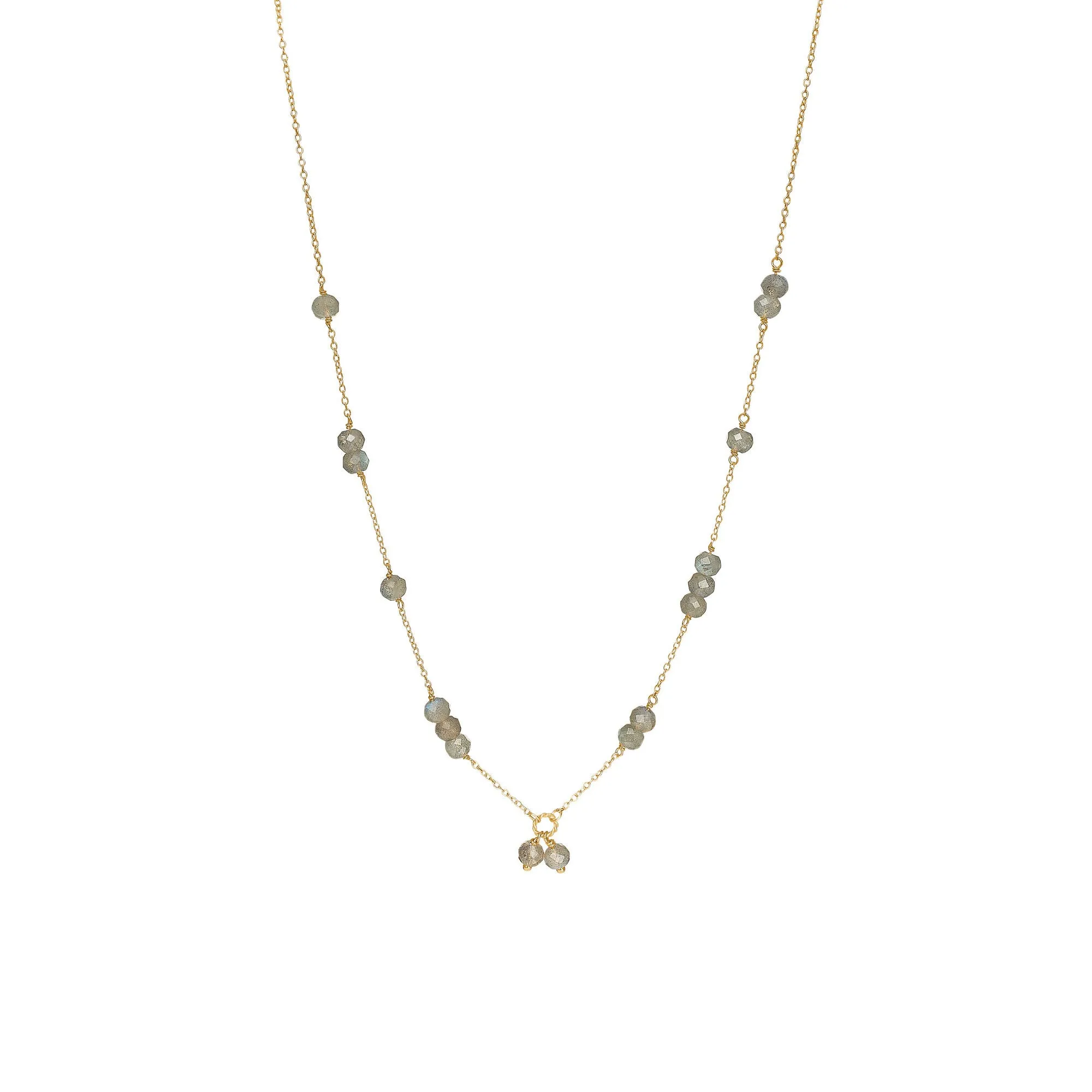 Unicorn 18K Gold Plated Necklace w. Faceted Labradorite