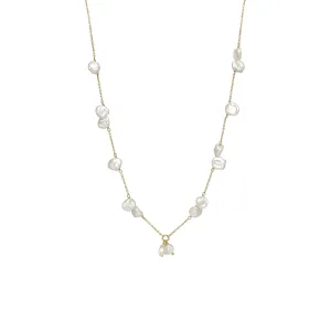 Unicorn 18K Gold Plated Necklace w. Keshi Pearls