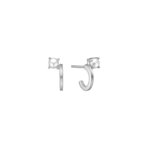 Unicorn Silver Hoops w. White Freshwater Pearls