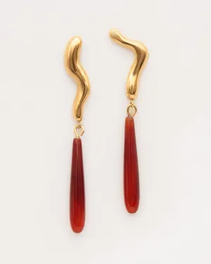 Urutu Gold Plated Earrings w. Carnelians
