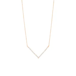 V 18K Rose Gold Necklace w. Diamonds