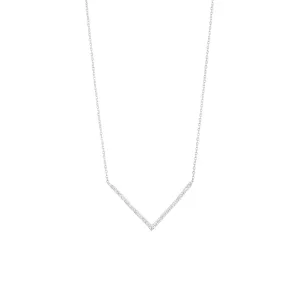 V 18K White Gold Necklace w. Diamonds