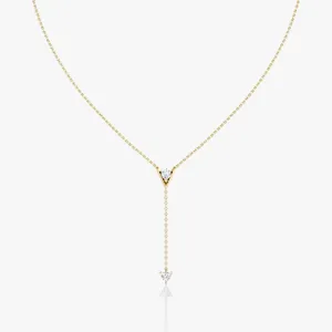V Duo Lariat 14K Gold Necklace w. 0.50ct  Lab-Grown Diamonds