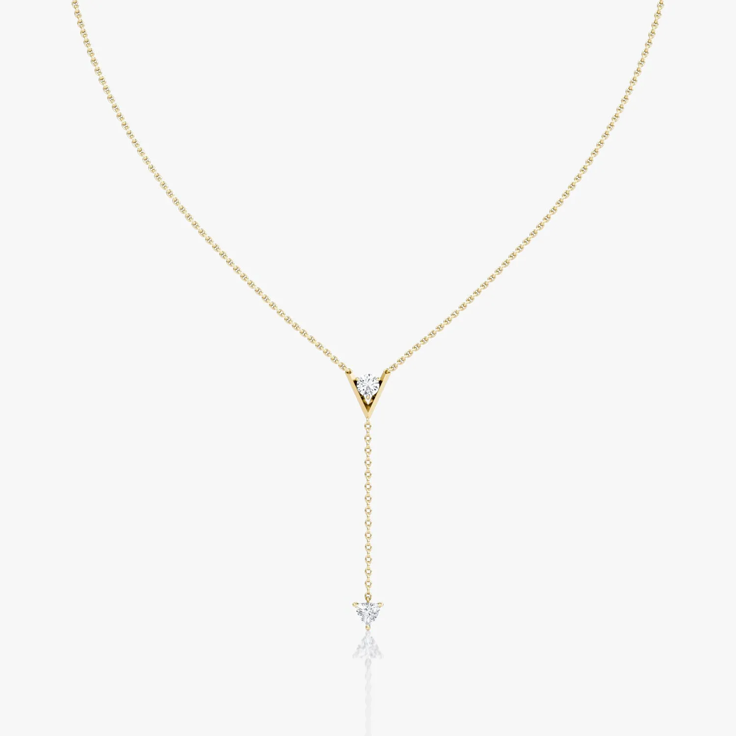 V Duo Lariat 14K Gold Necklace w. 0.50ct  Lab-Grown Diamonds