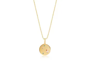 Valiano Gold Plated Necklace w. Blue, White, Red, Pink & Yellow Zirconias
