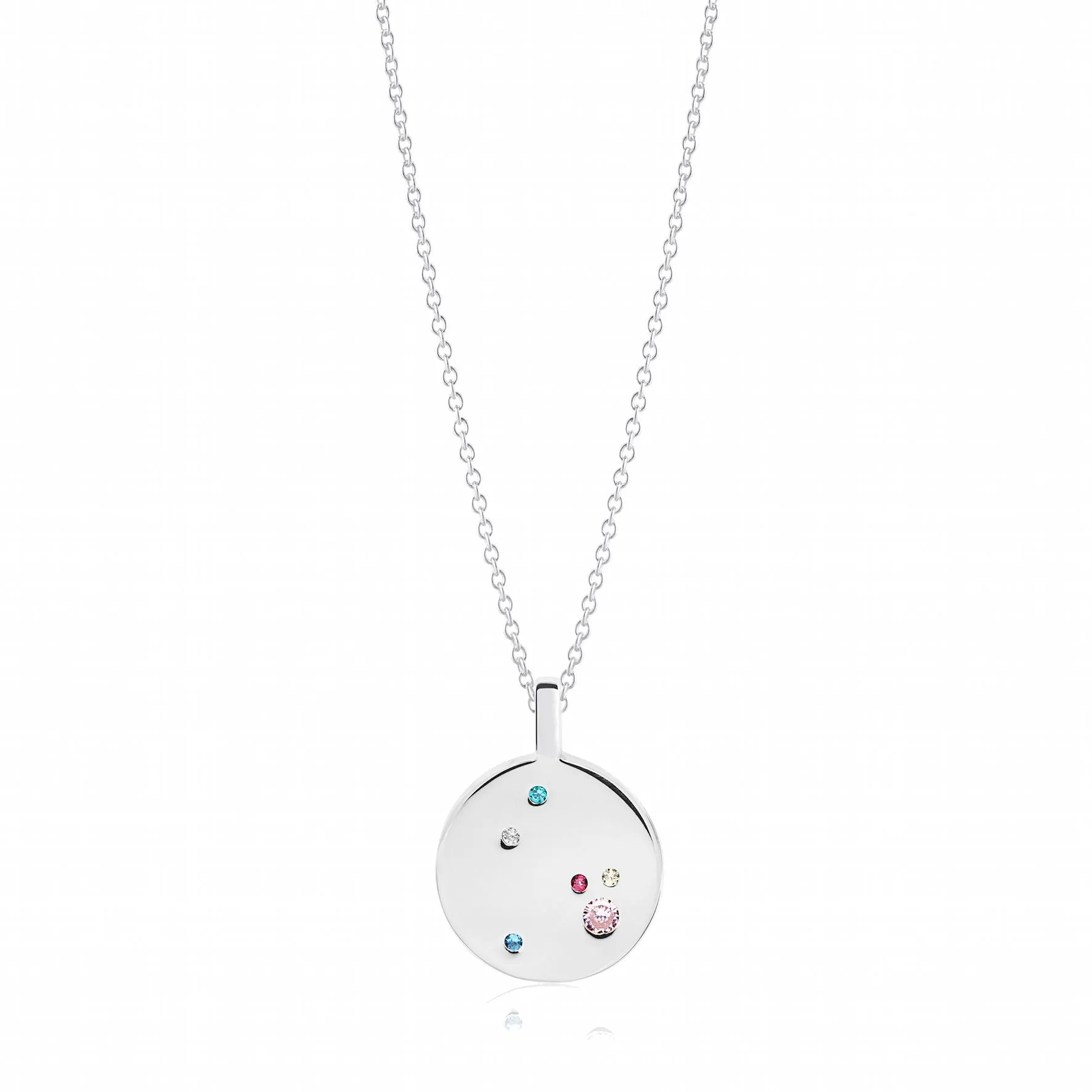 Valiano Silver Necklace w. Blue, White, Yellow, Purple & Pink Zirconias