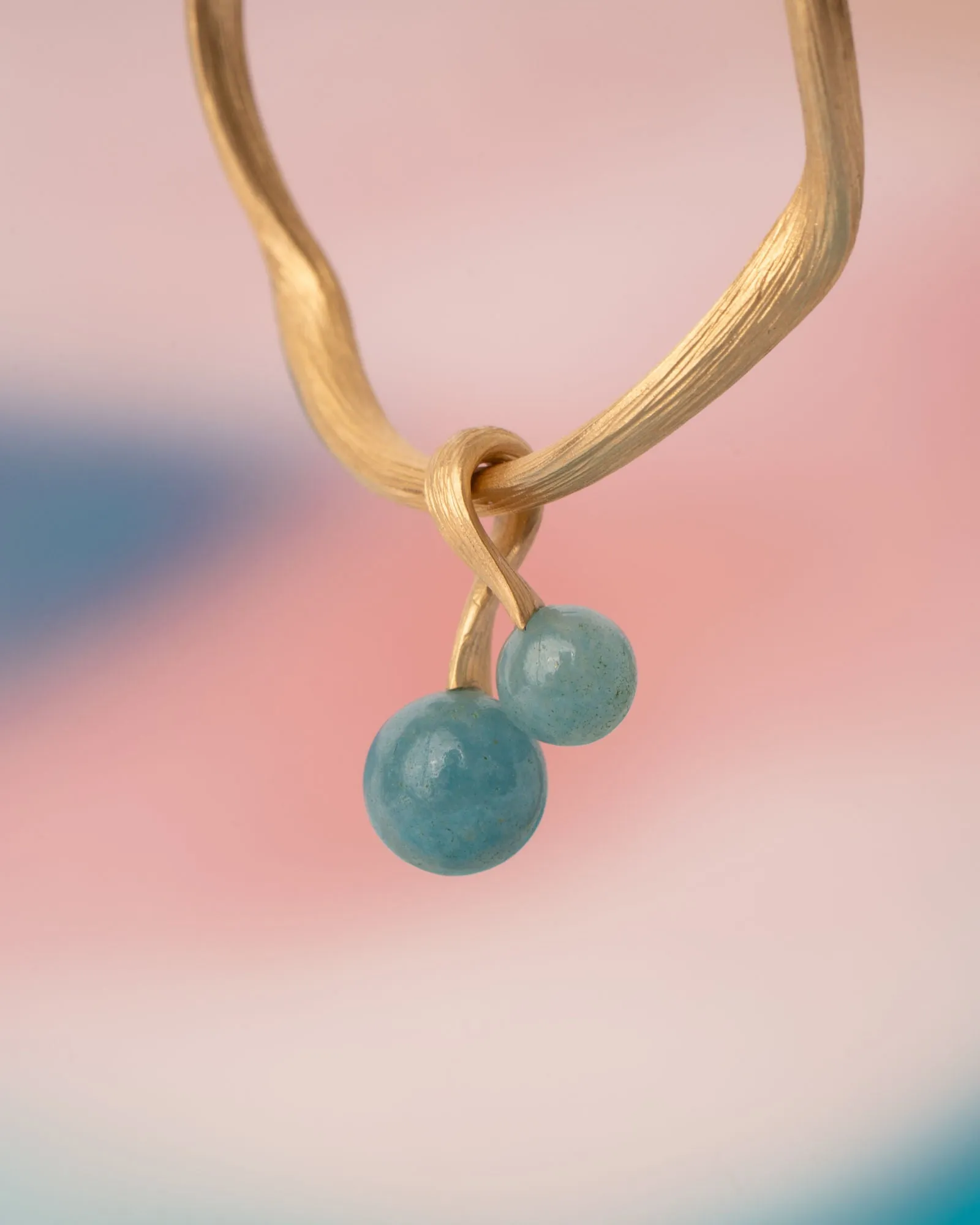 Vega 18K Gold Earring-Pendants w. Blue Aventurine