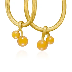Vega 18K Gold Earring-Pendants w. Yellow Aventurine