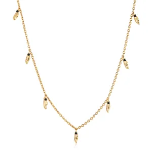 Vulcanello Gold Plated Necklace w. Black Zirconias