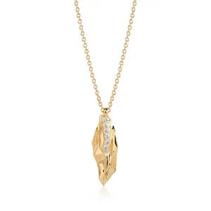 Vulcanello Gold Plated Necklace w. White Zirconias 45 -60 cm