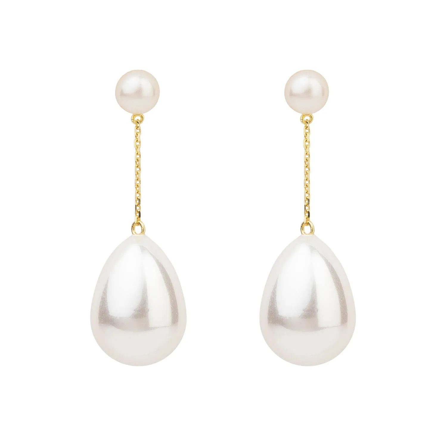White Mini Pearl Drop Gold Plated Earrings