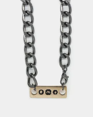 Wild for the Weekend Branded Tag Chain Necklace Gunmetal/Gold