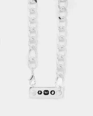 Wild for the Weekend Branded Tag Chain Necklace Silver