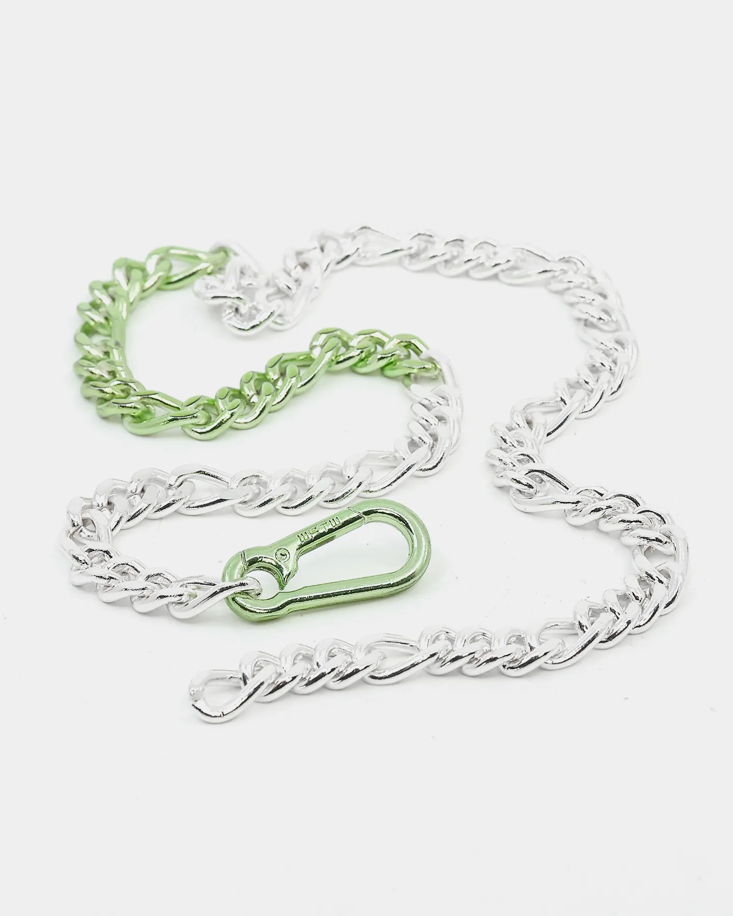 Wild For The Weekend Carabiner Chain Necklace Silver/Green