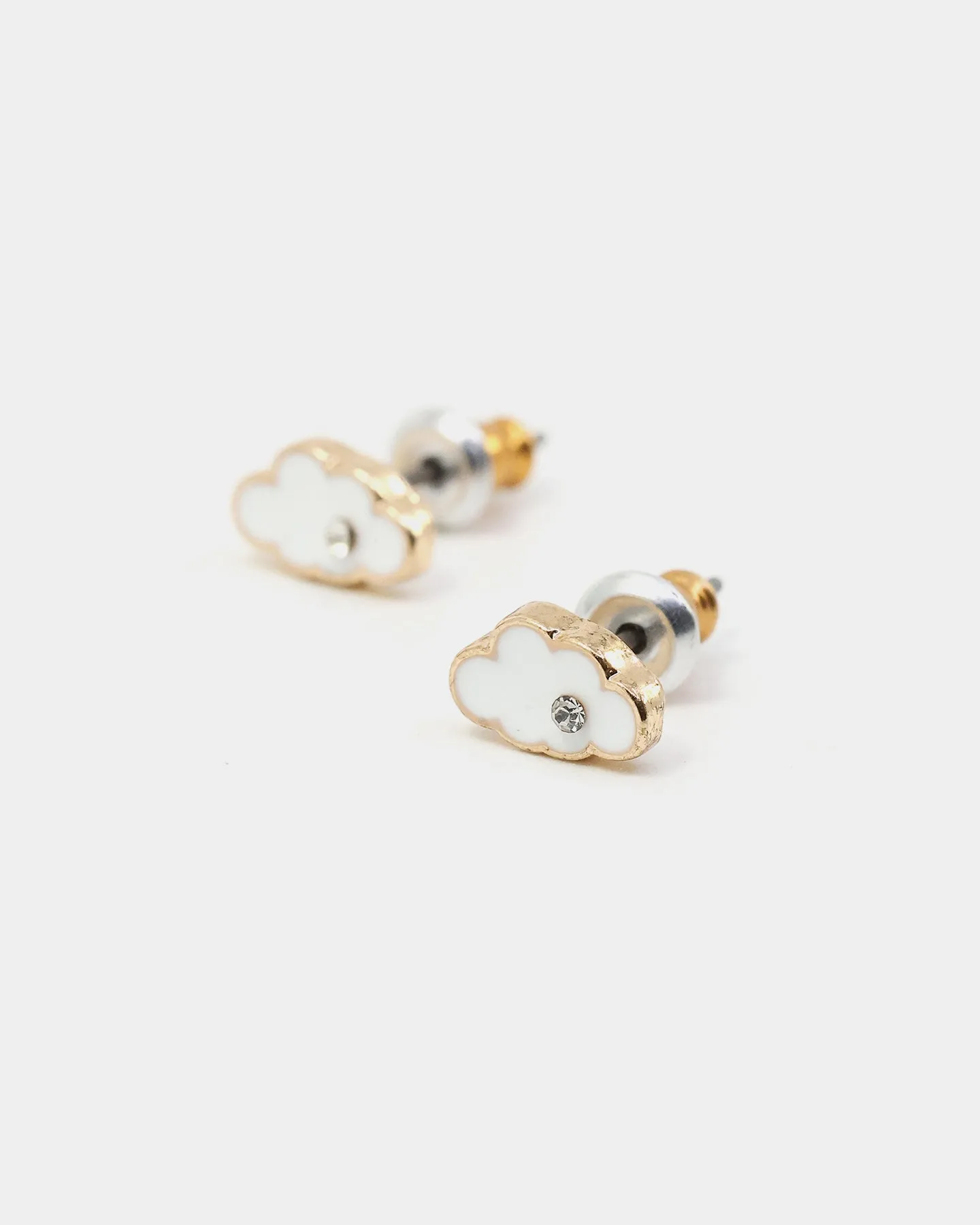 Wild For The Weekend Cloud Enamel Studs Gold