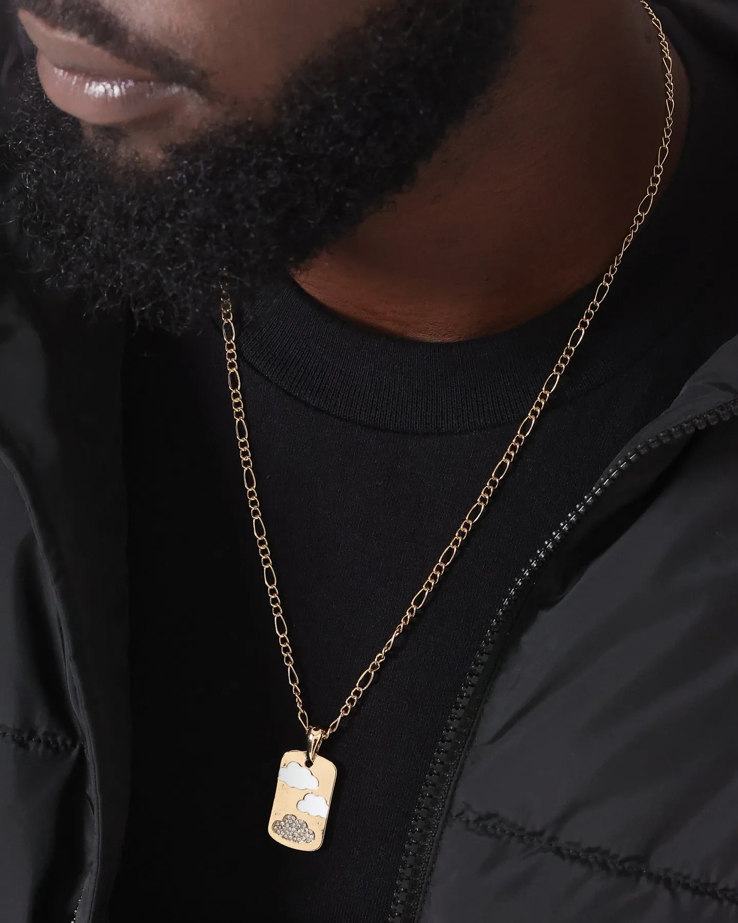 Wild For The Weekend Cloud Rectangle Pendant Necklace Gold