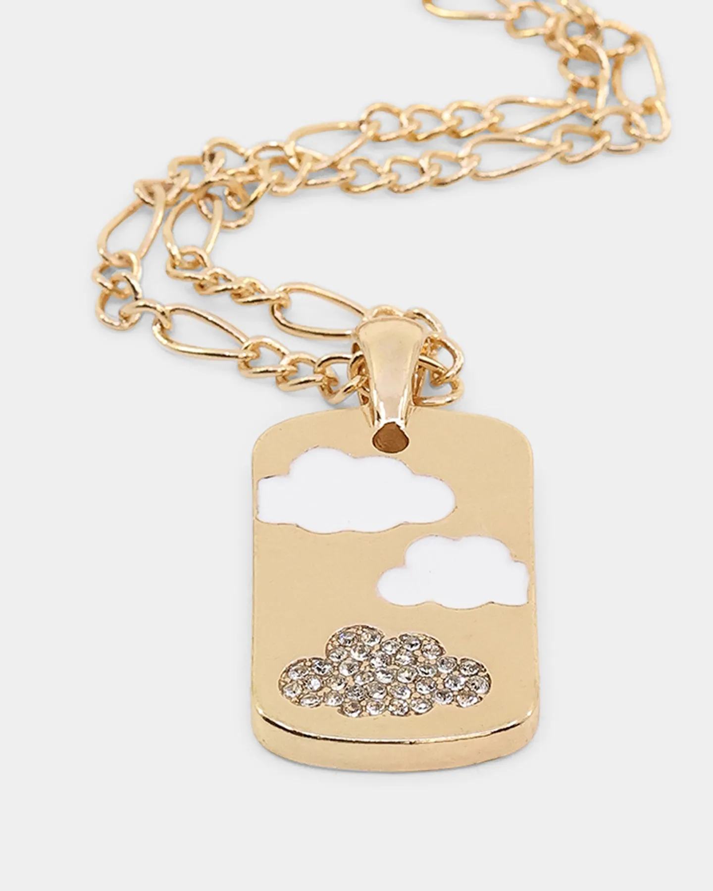 Wild For The Weekend Cloud Rectangle Pendant Necklace Gold