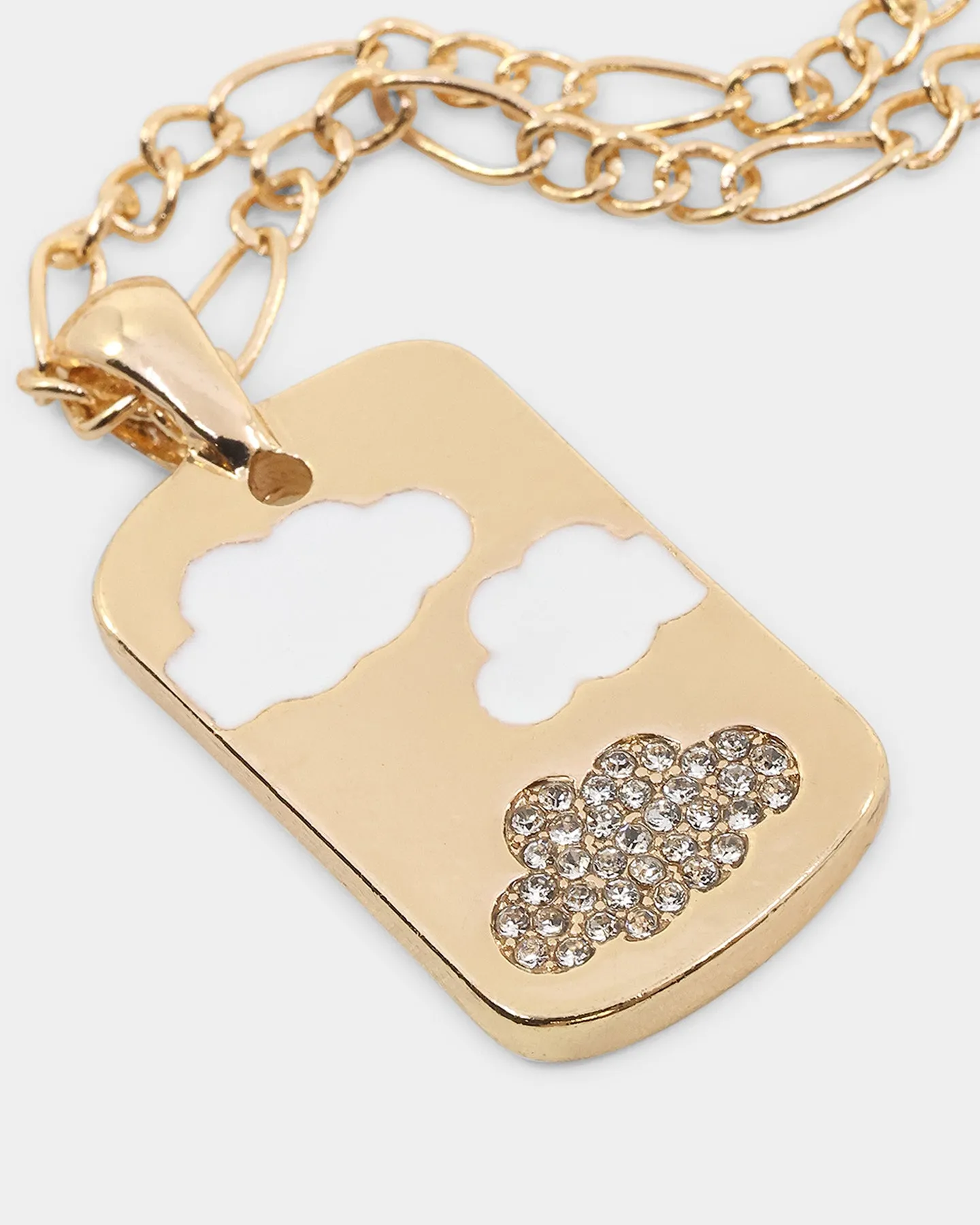 Wild For The Weekend Cloud Rectangle Pendant Necklace Gold