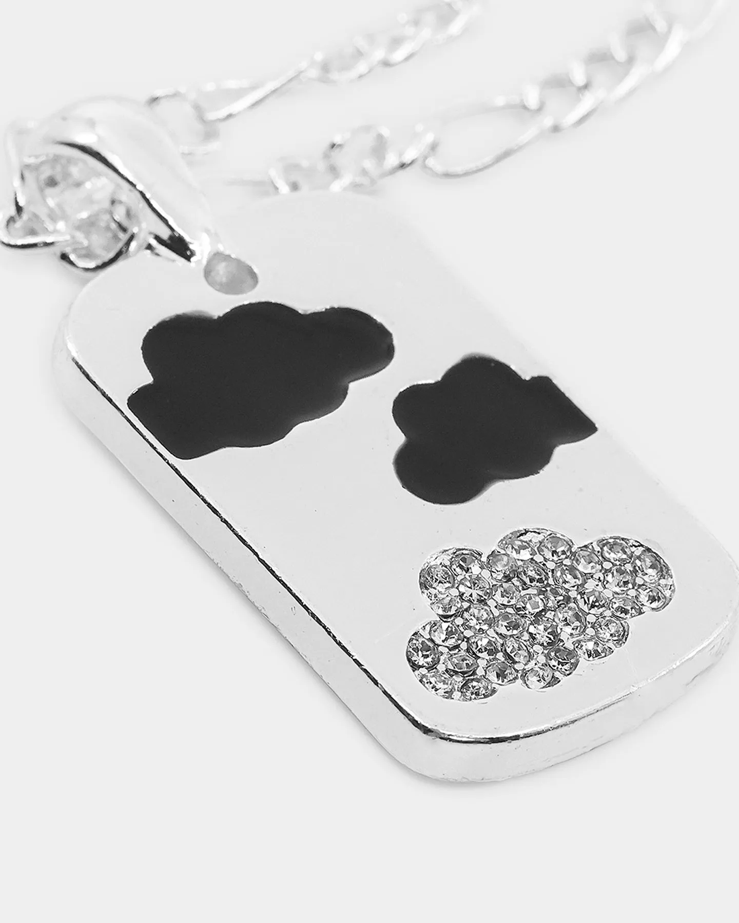 Wild For The Weekend Cloud Rectangle Pendant Necklace Silver