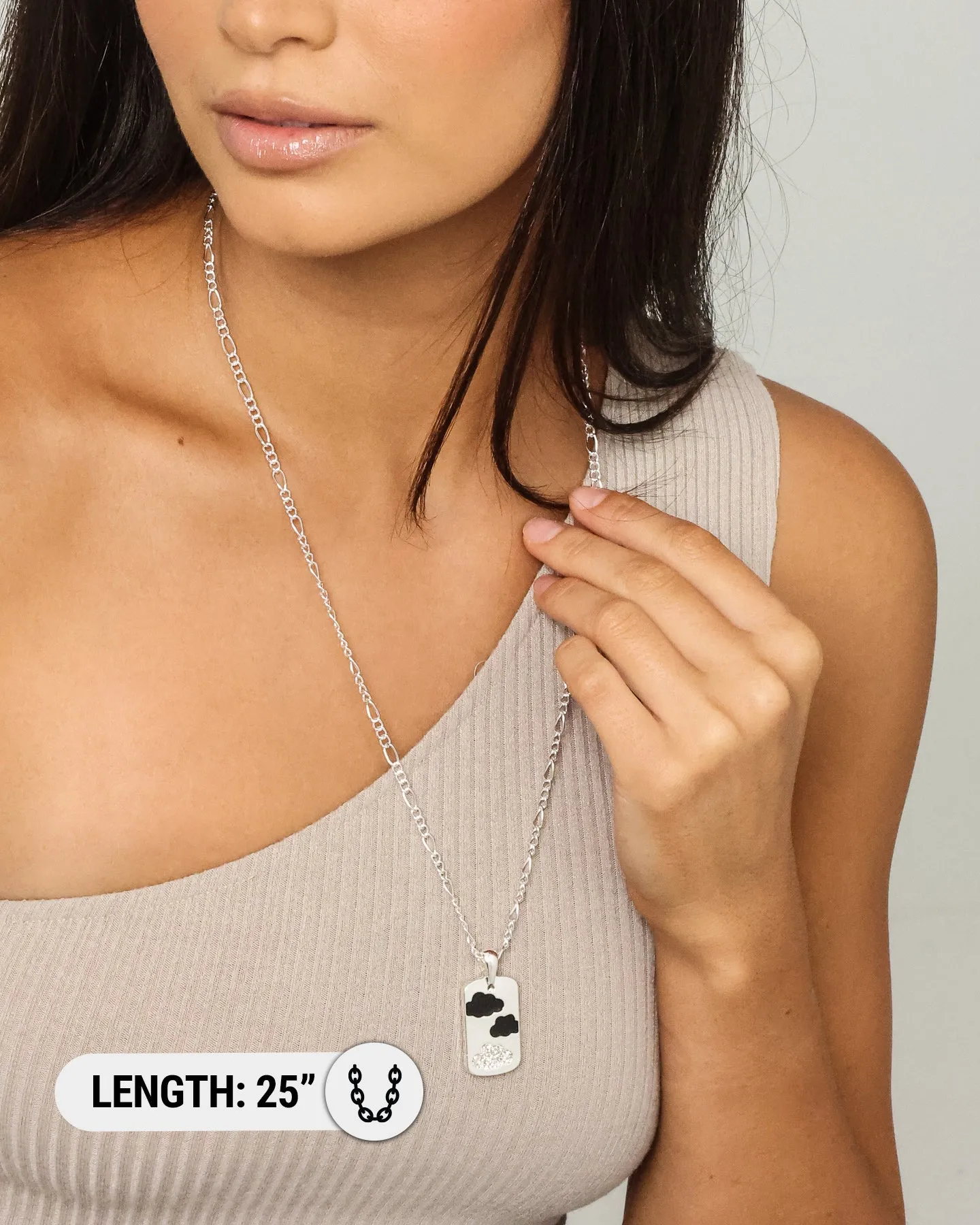Wild For The Weekend Cloud Rectangle Pendant Necklace Silver