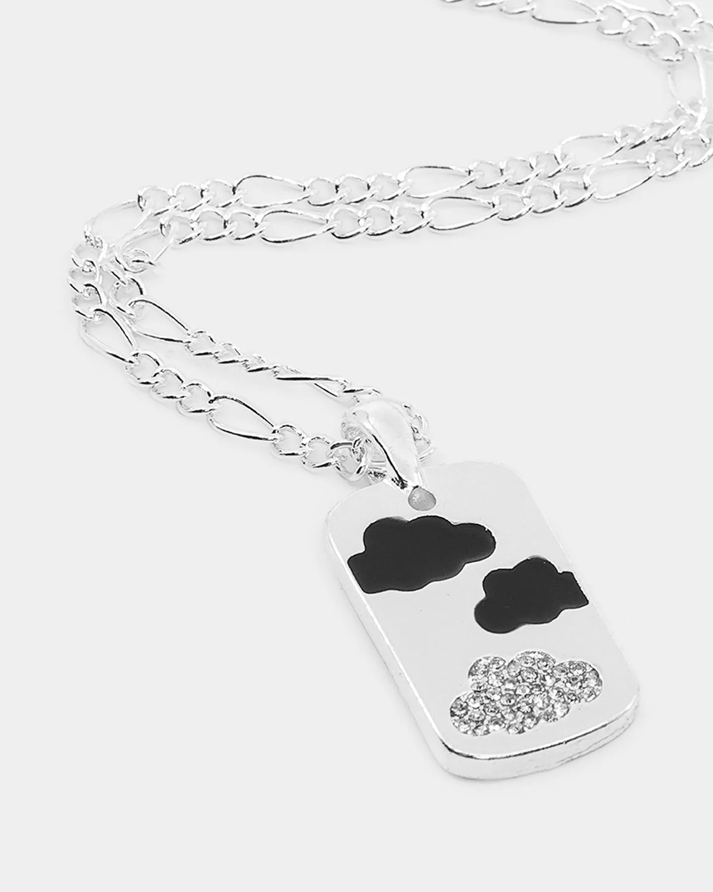 Wild For The Weekend Cloud Rectangle Pendant Necklace Silver