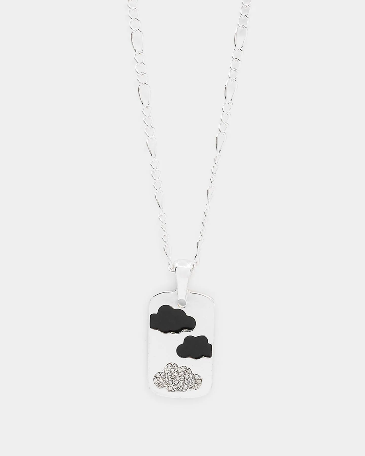 Wild For The Weekend Cloud Rectangle Pendant Necklace Silver