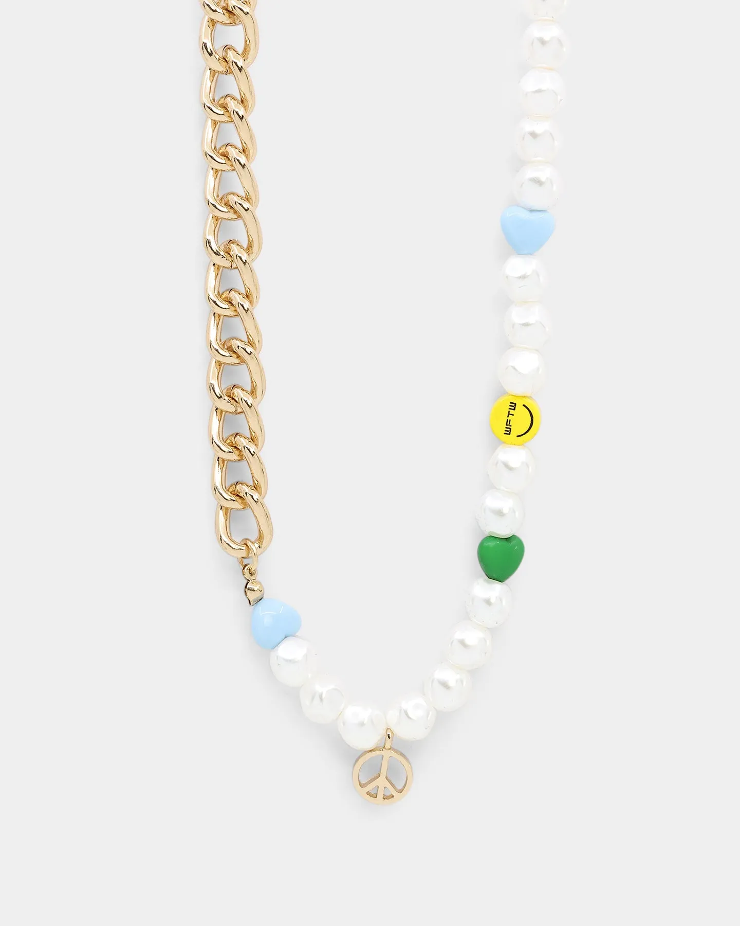 Wild For The Weekend Peace Beaded Necklace Gold