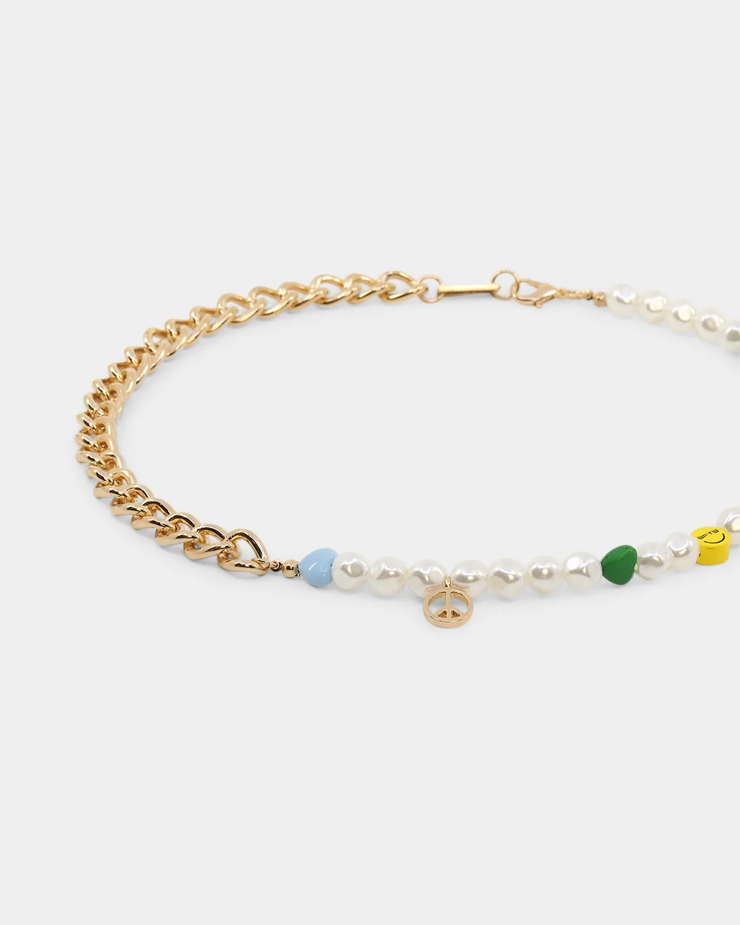 Wild For The Weekend Peace Beaded Necklace Gold