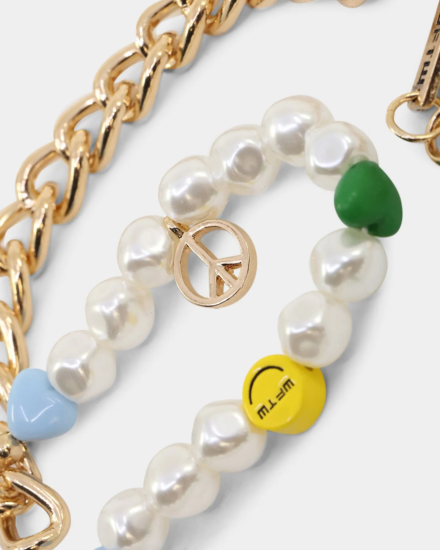 Wild For The Weekend Peace Beaded Necklace Gold