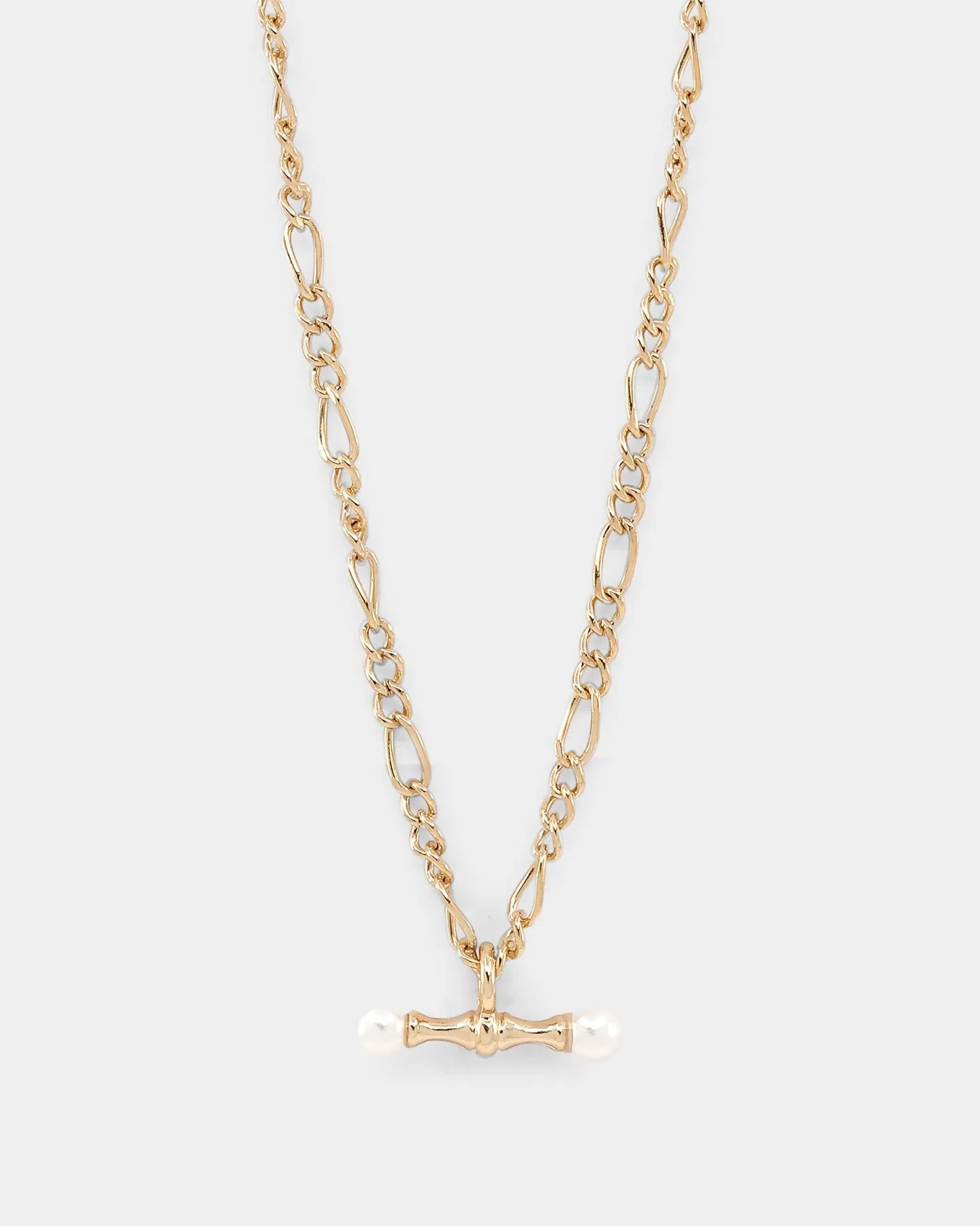 Wild For The Weekend Pearl T-Bar Necklace Gold