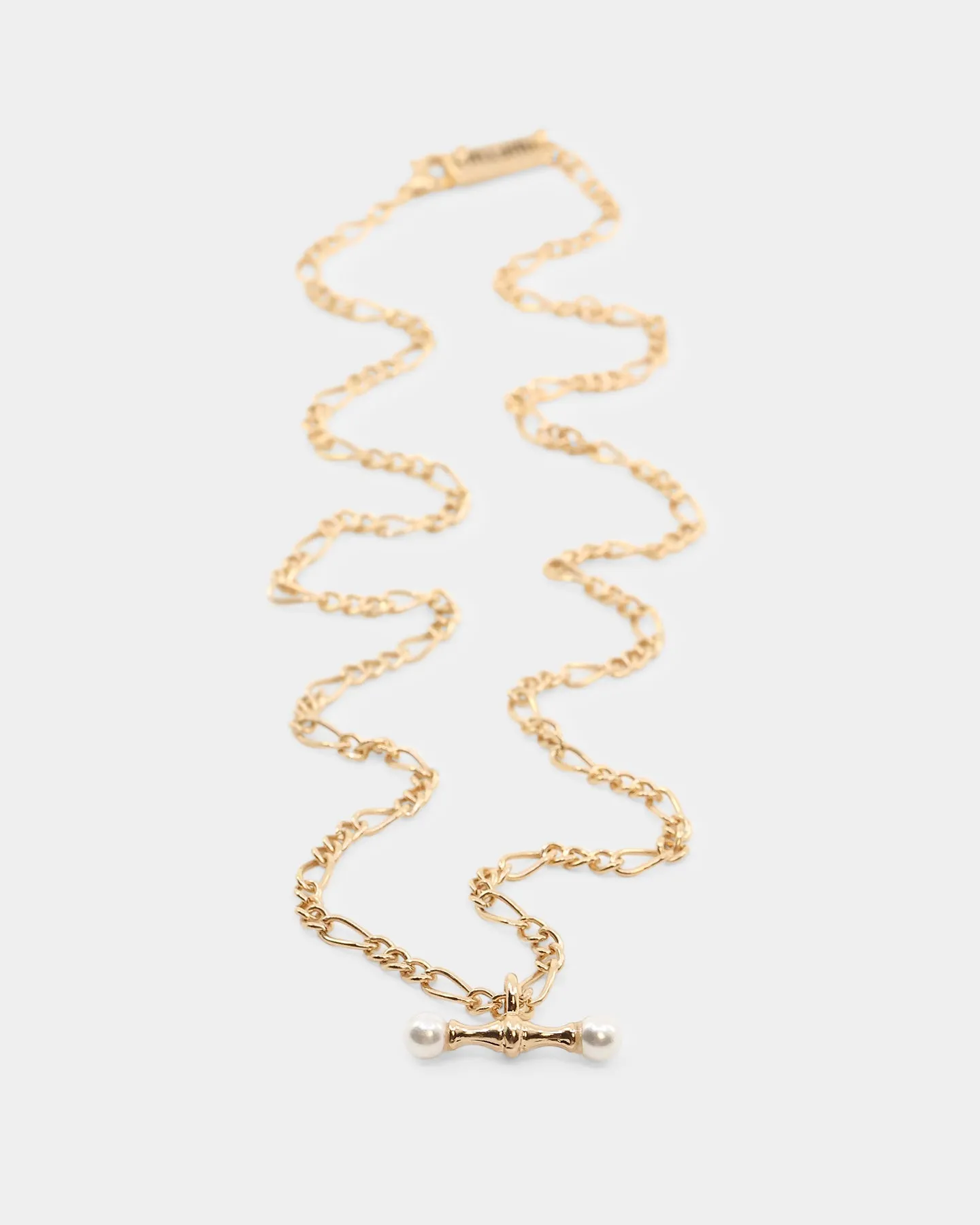 Wild For The Weekend Pearl T-Bar Necklace Gold
