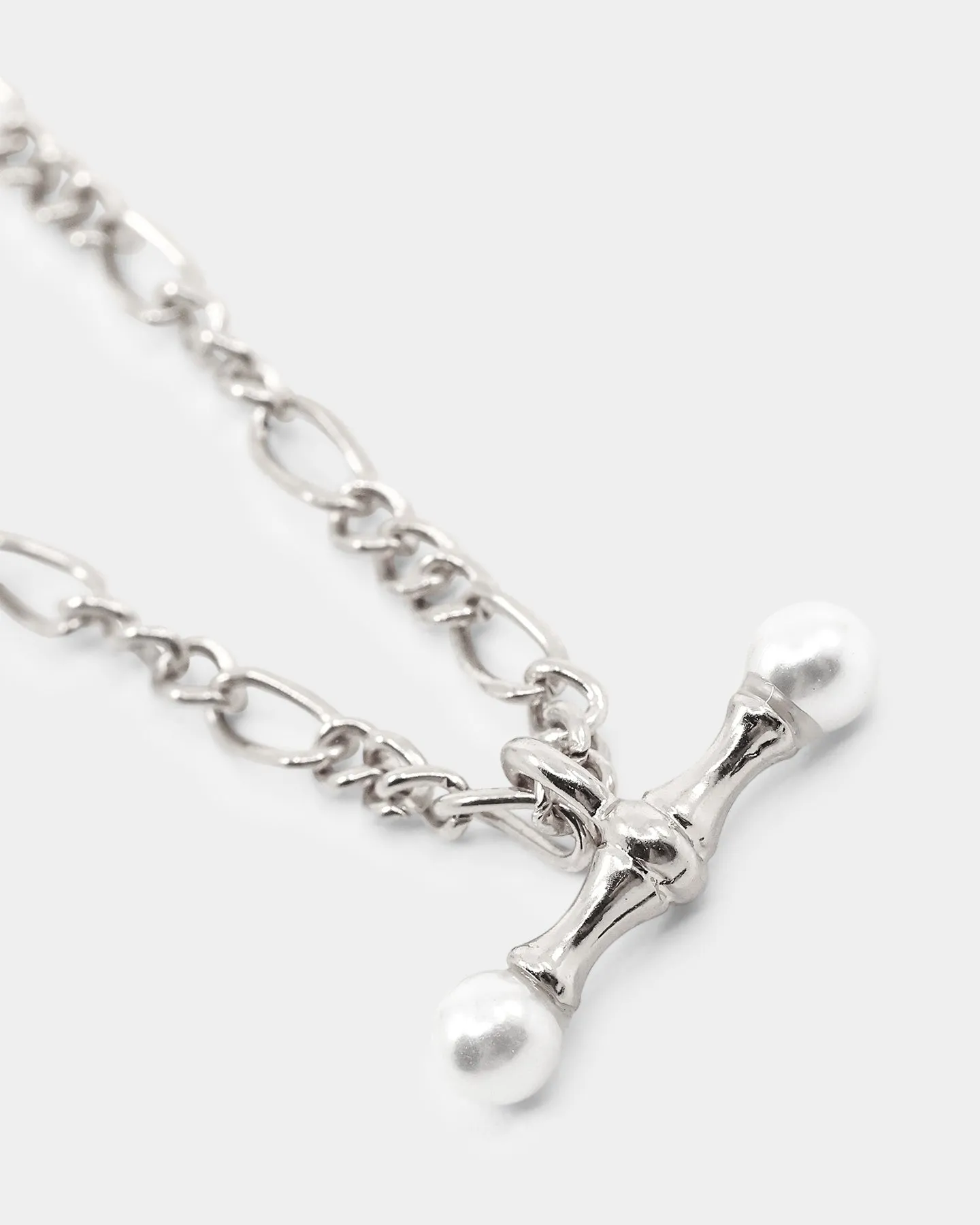Wild For The Weekend Pearl T-Bar Necklace Silver