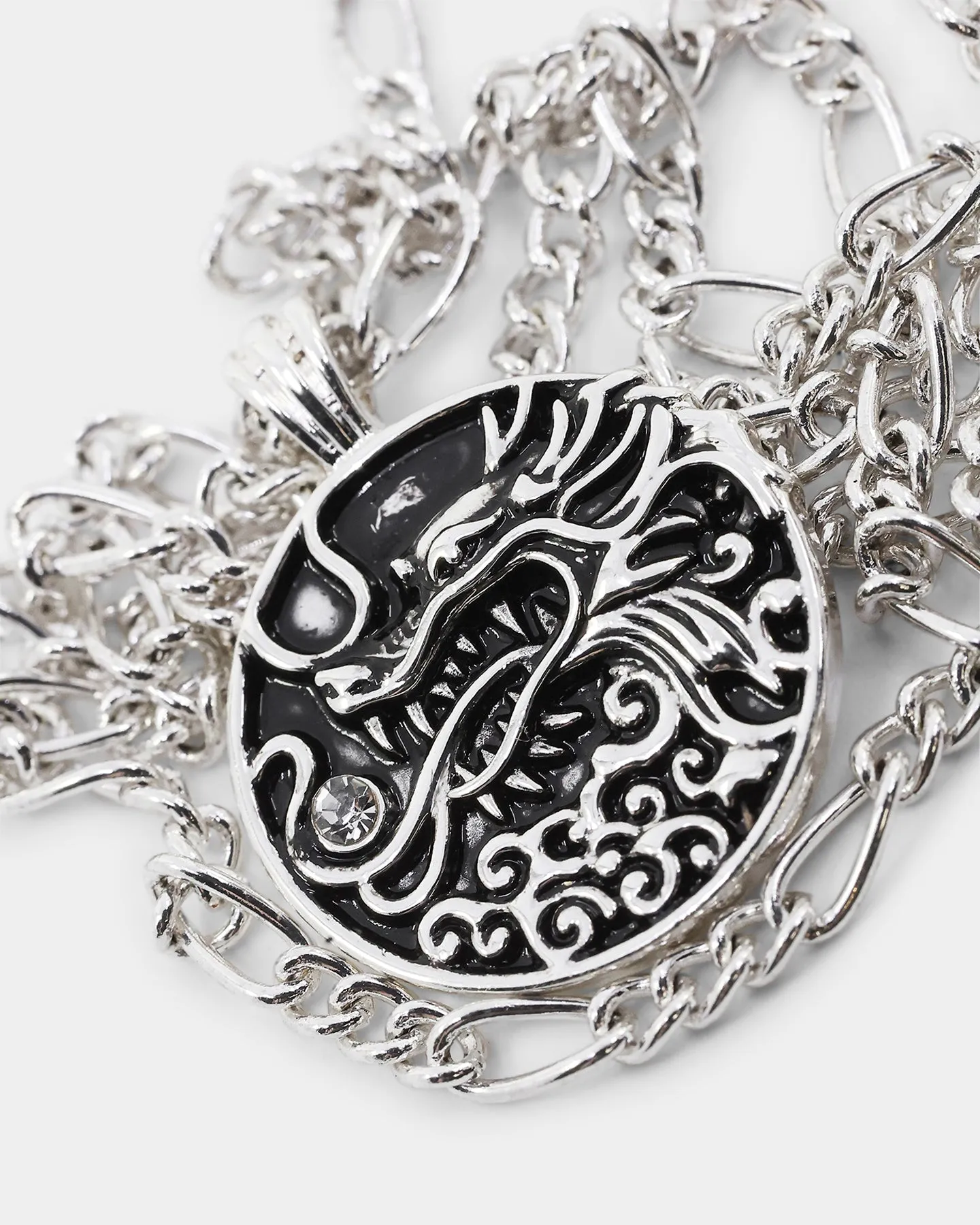 Wild for the Weekend Serpentine Dragon Necklace Silver