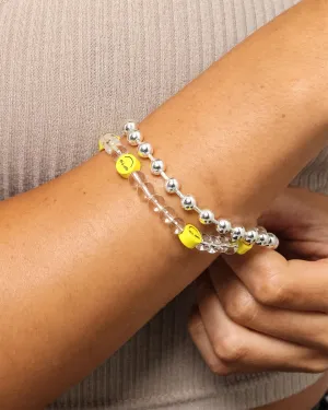 Wild For The Weekend Smiley Beaded Bracelet Silver