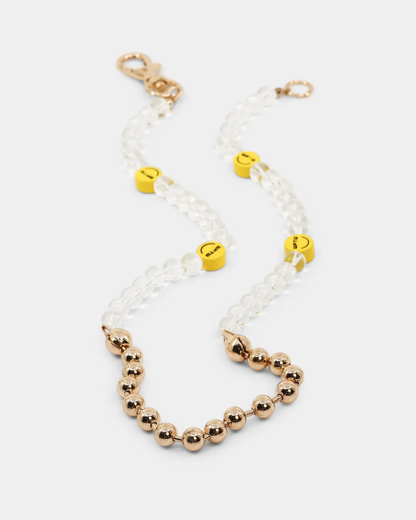 Wild For The Weekend Smiley Beaded Necklace Gold