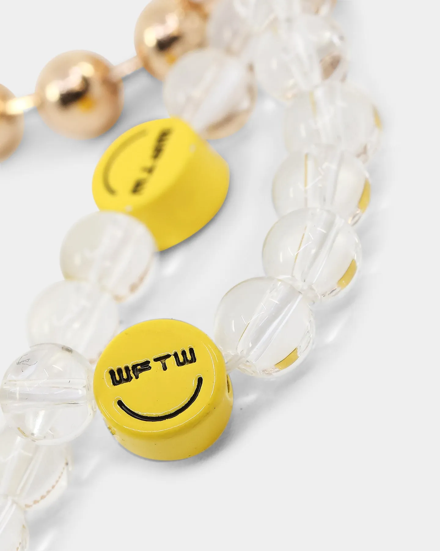 Wild For The Weekend Smiley Beaded Necklace Gold