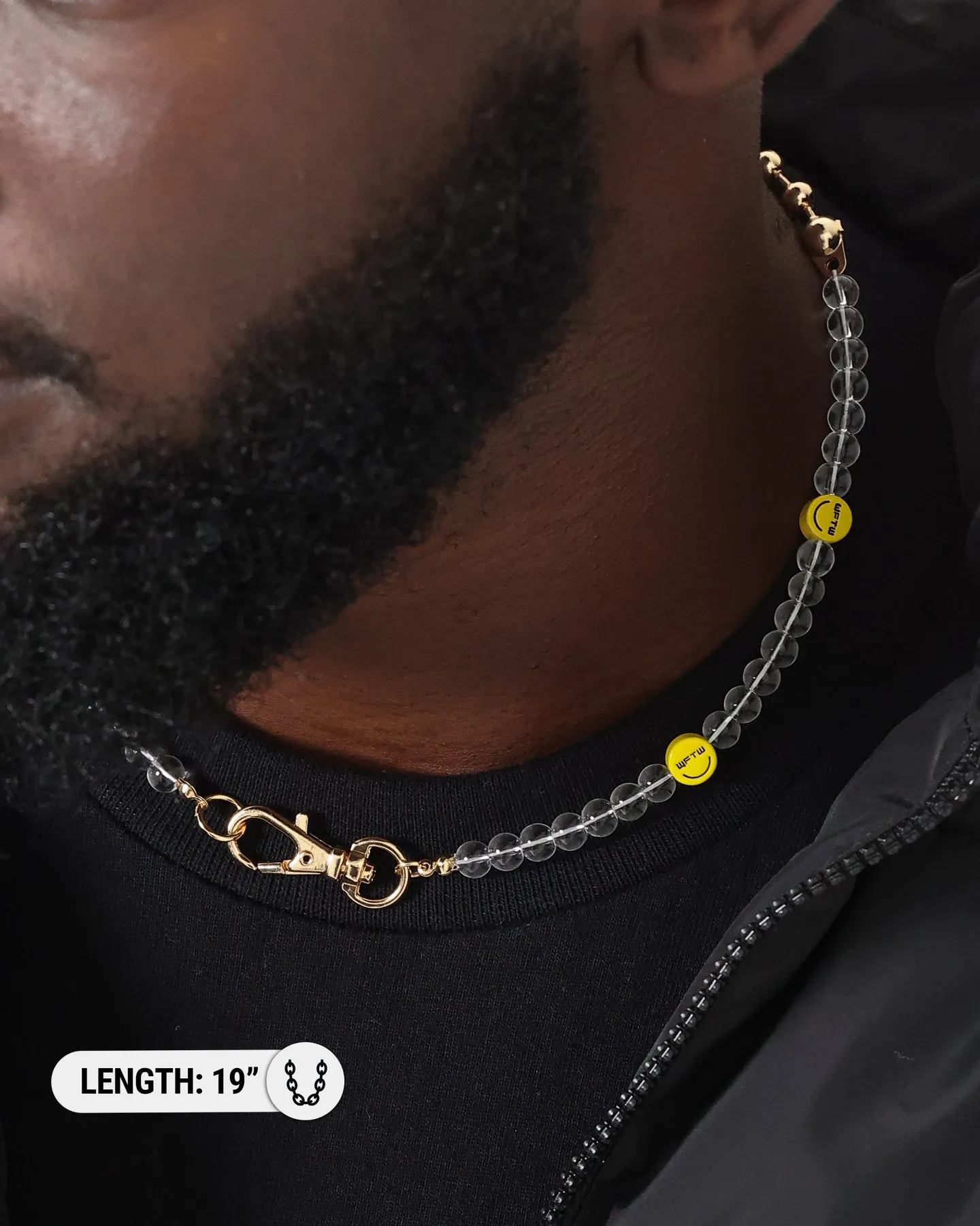 Wild For The Weekend Smiley Beaded Necklace Gold