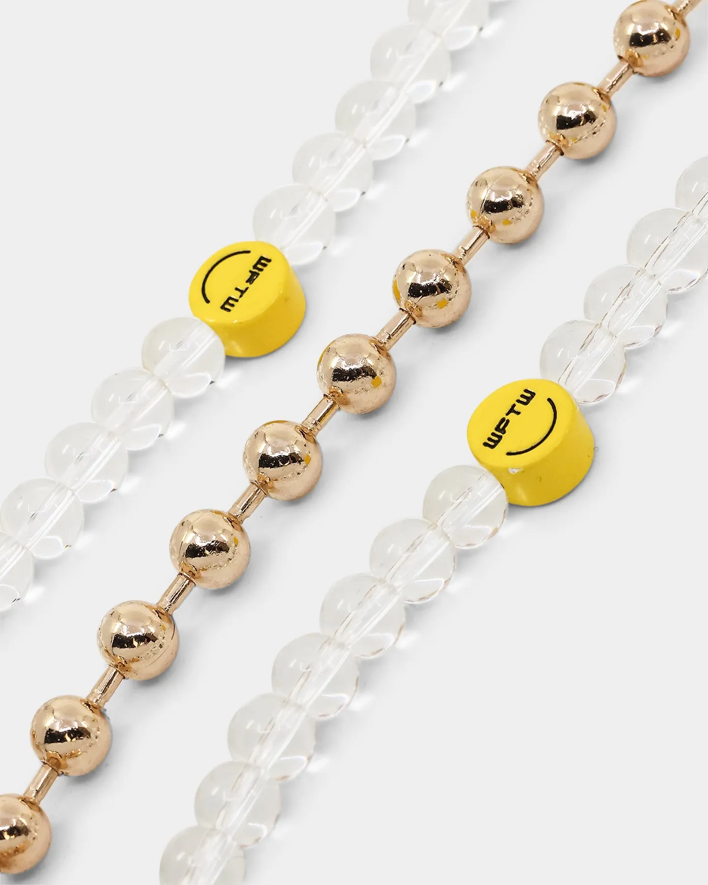 Wild For The Weekend Smiley Beaded Necklace Gold